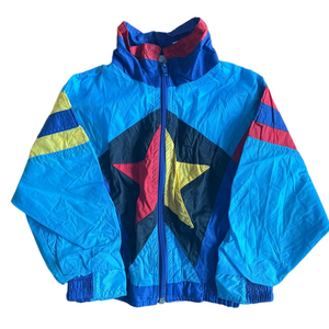 Vintage Kids In Design Primary Color Star Windbreaker Zip Up Jacket Size 3